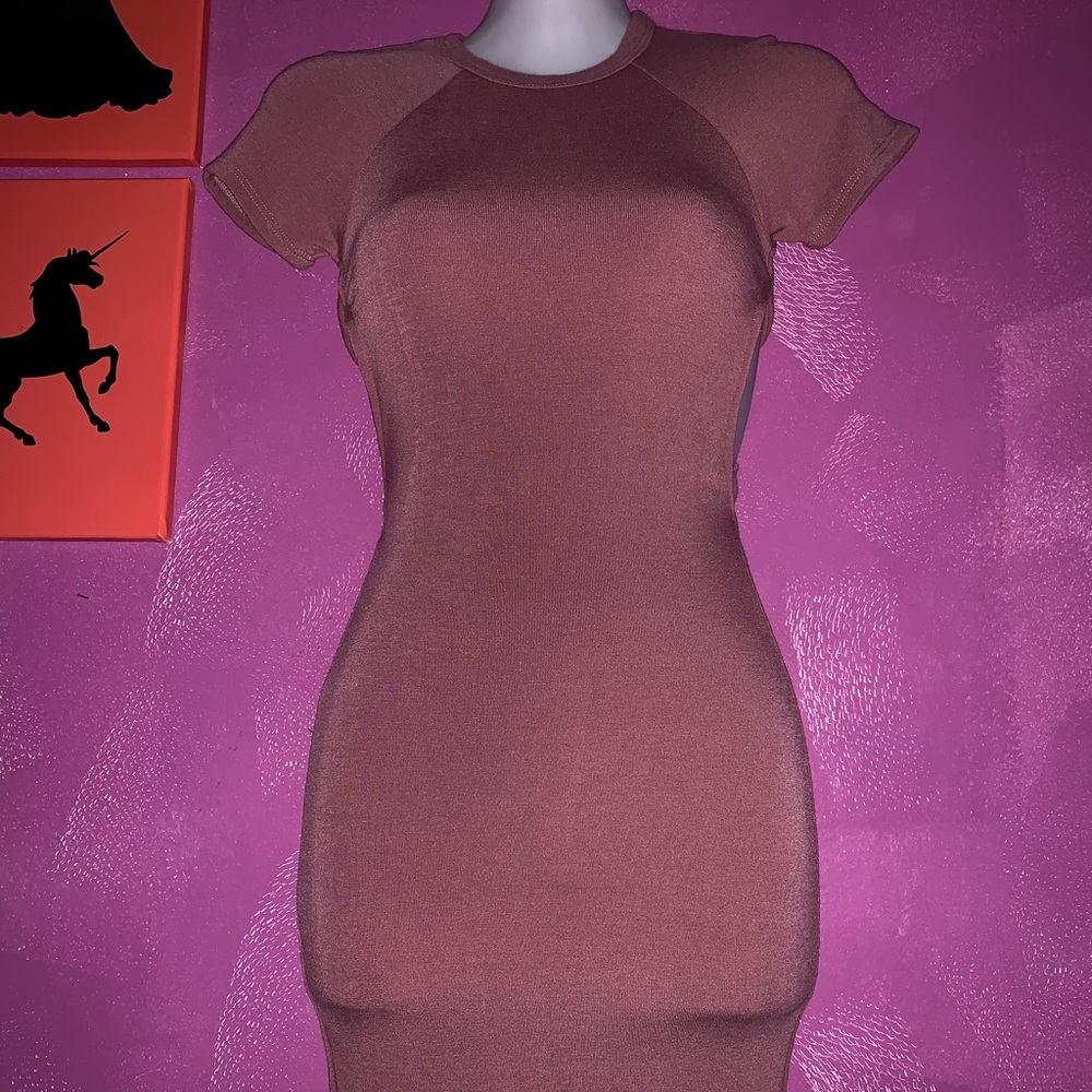 Fashion Nova Mauve Open Back Midi Dress